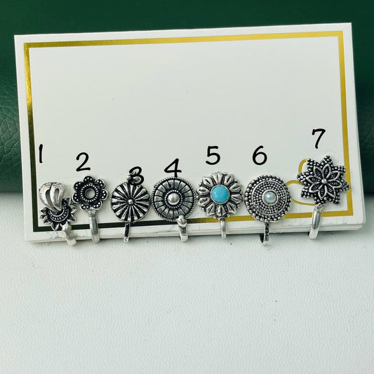 Oxidized Nose Pin: Nath Press Pin, No Piercing Needed
