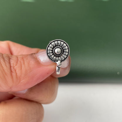 Oxidized Nose Pin: Nath Press Pin, No Piercing Needed