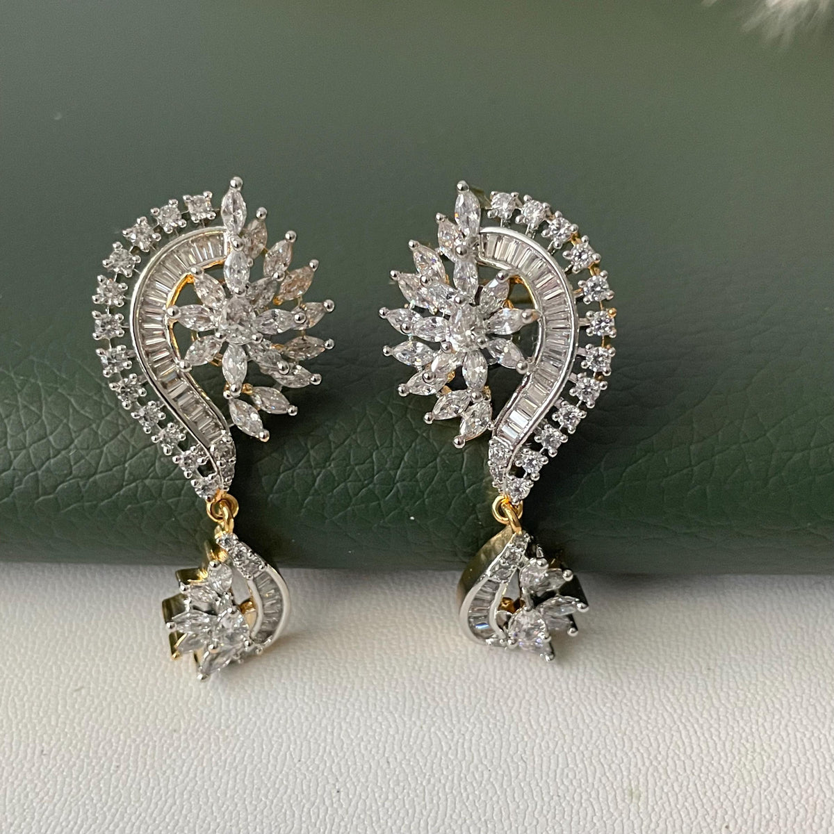 Cubic Zirconia trendy Dangle Earrings: Indian Bollywood Style