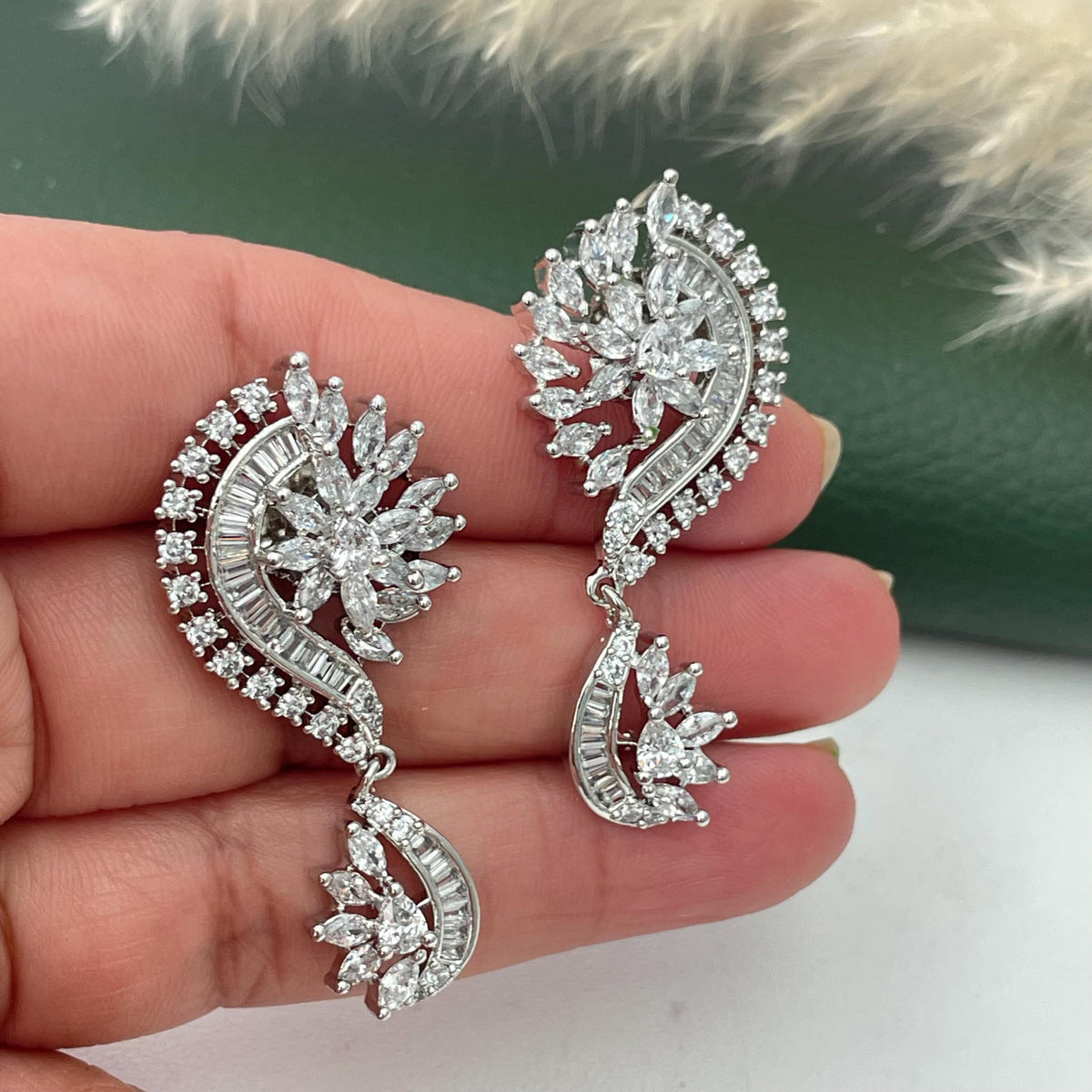 Cubic Zirconia trendy Dangle Earrings: Indian Bollywood Style