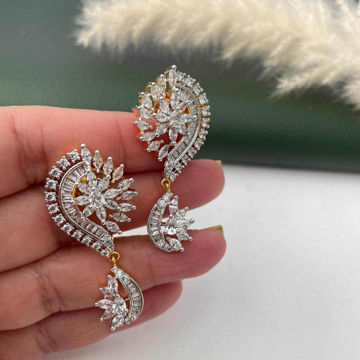 Cubic Zirconia trendy Dangle Earrings: Indian Bollywood Style