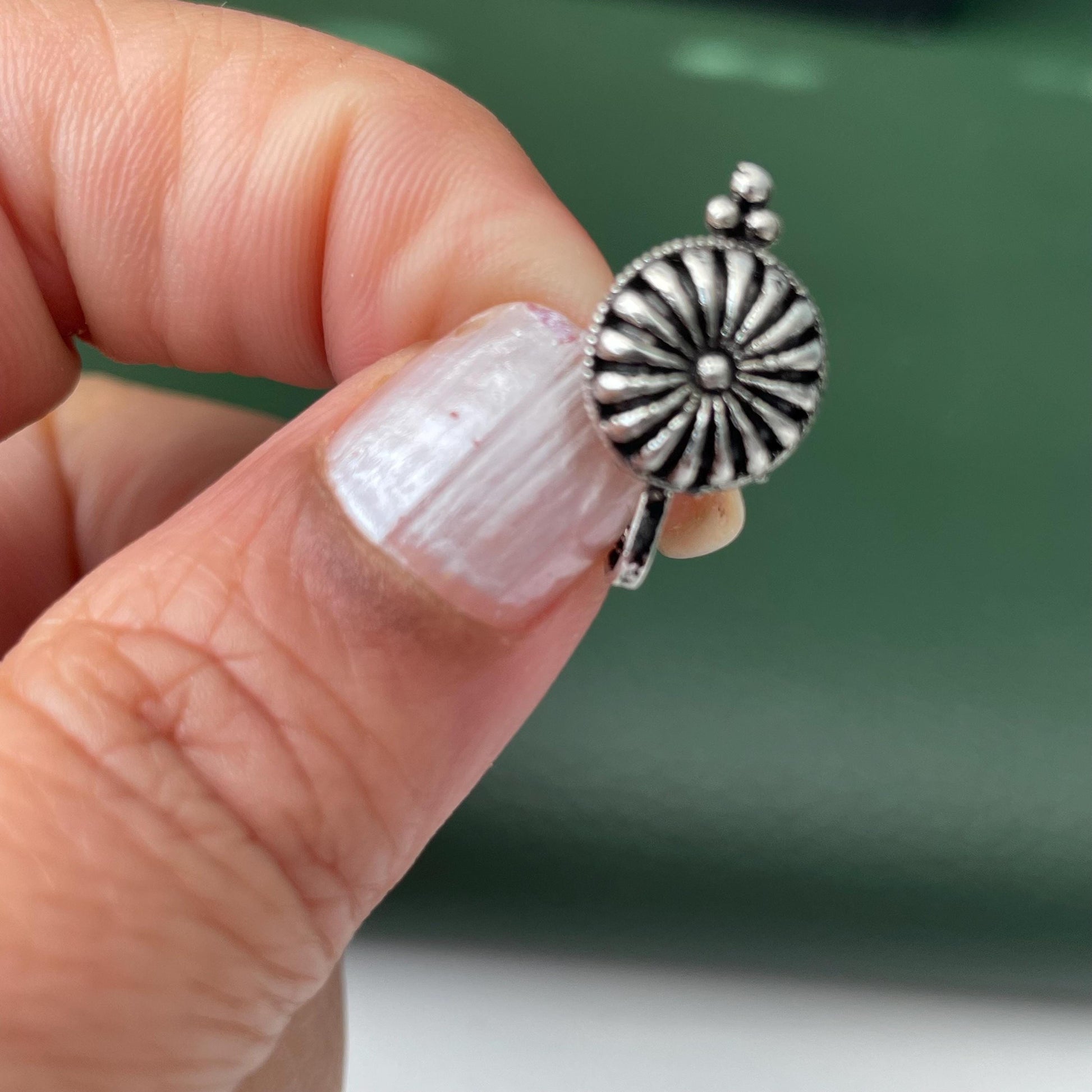 Oxidized Nose Pin: Nath Press Pin, No Piercing Needed