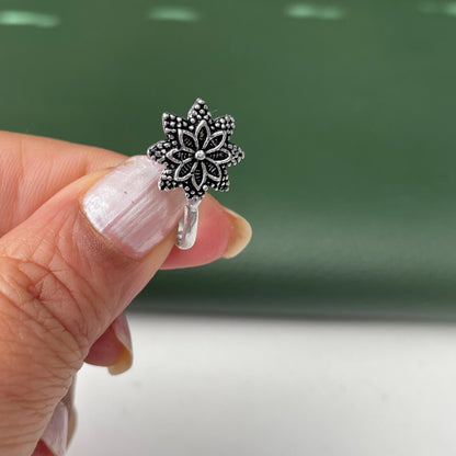 Oxidized Nose Pin: Nath Press Pin, No Piercing Needed