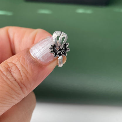 Oxidized Nose Pin: Nath Press Pin, No Piercing Needed