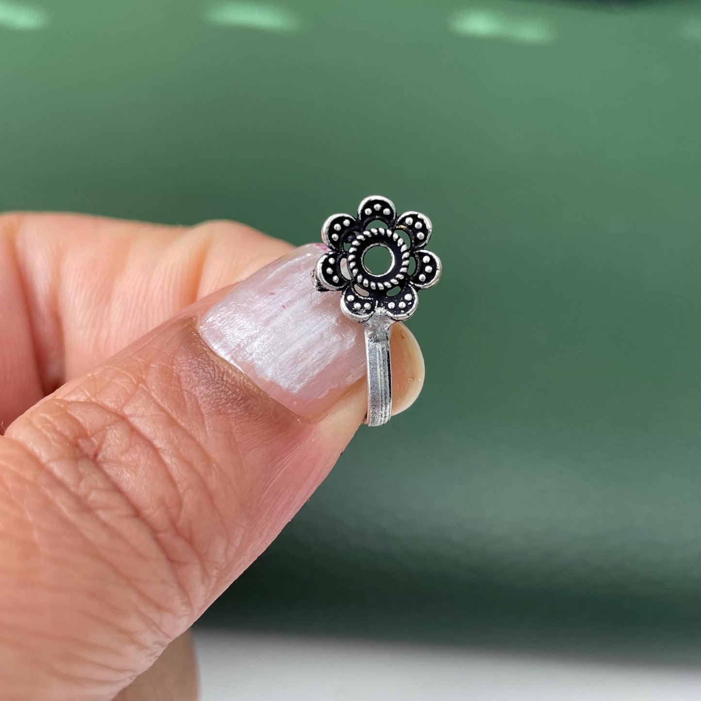 Oxidized Nose Pin: Nath Press Pin, No Piercing Needed
