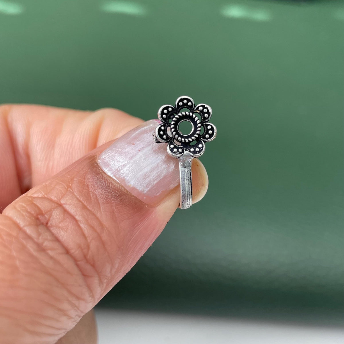 Oxidized Nose Pin: Nath Press Pin, No Piercing Needed