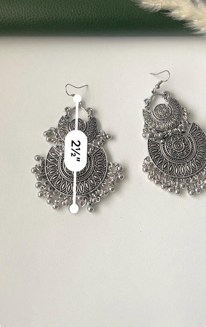 Oxidised double layered lightweight Chandbali