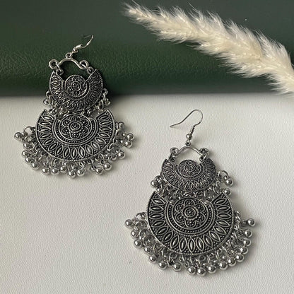 Oxidised double layered lightweight Chandbali
