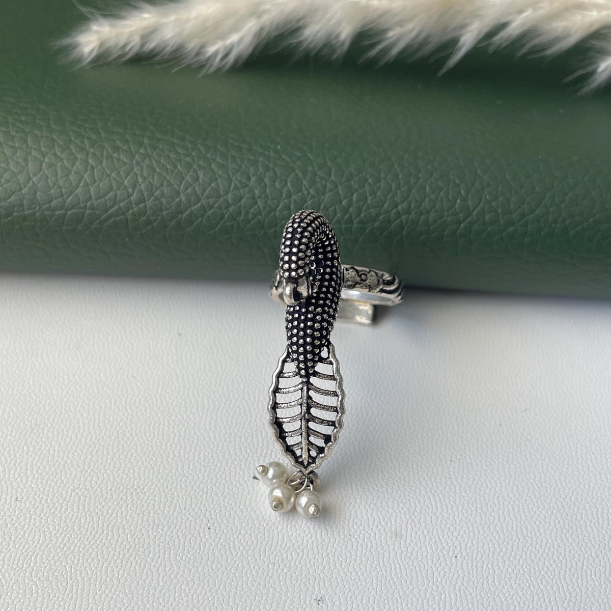 Oxidized Adjustable Ring: trendy peacock ring