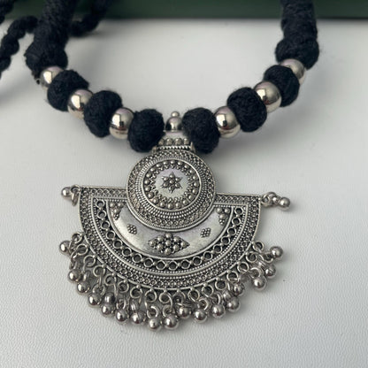 Oxidized Thread Necklace: Indian Bollywood Jewelry, Adjustable Length