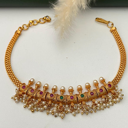 Gold plated adjustable temple bajuband armlet upper arm jewelry