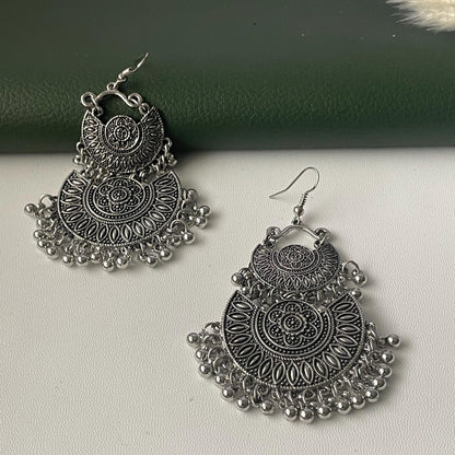 Oxidised double layered lightweight Chandbali