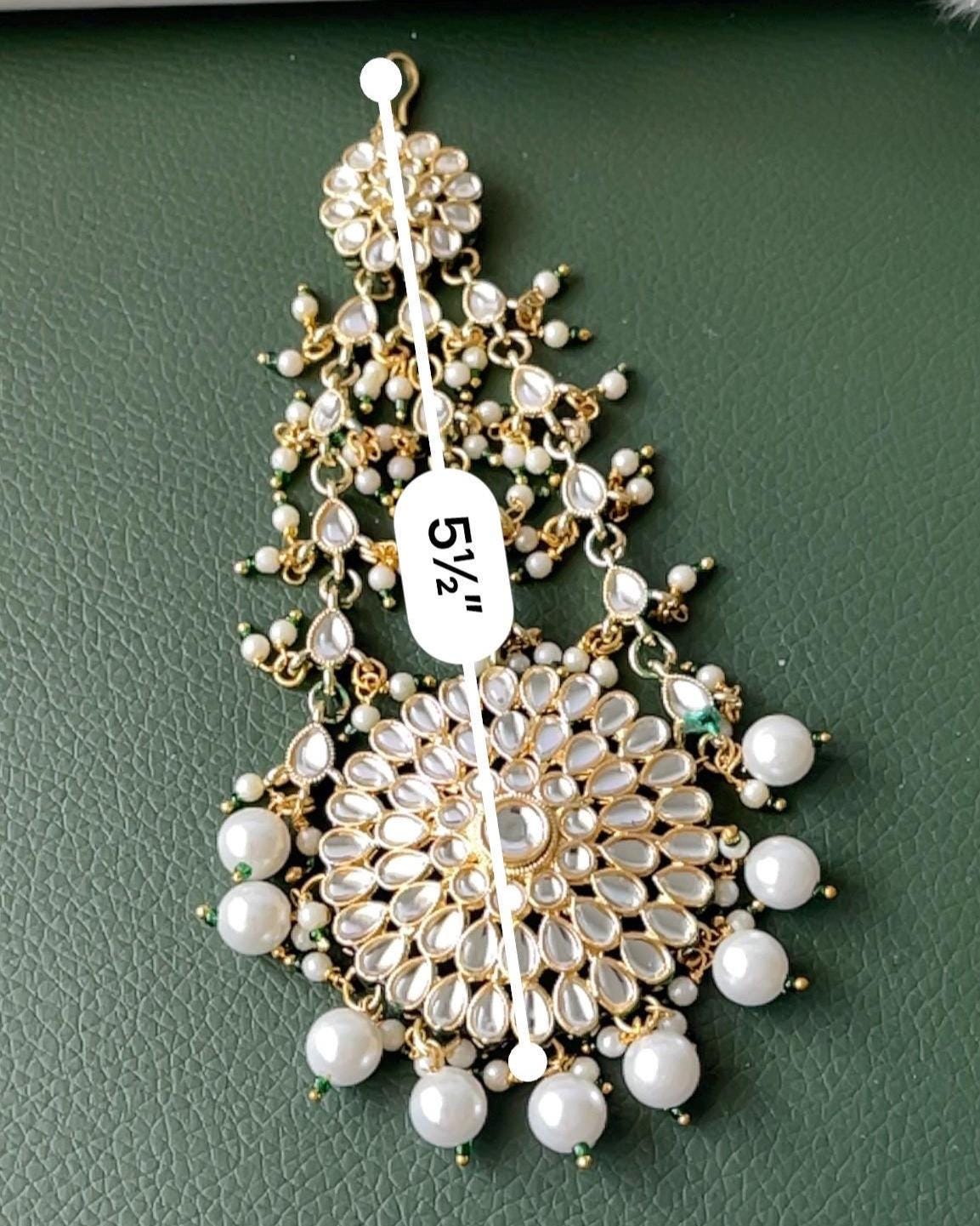 Gold plated pearl Kundan pasa jhoomar hair accessory for brides