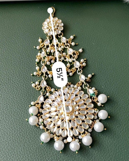 Gold plated pearl Kundan pasa jhoomar hair accessory for brides
