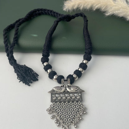 Oxidized Thread Necklace: Indian Bollywood Jewelry, Adjustable Length