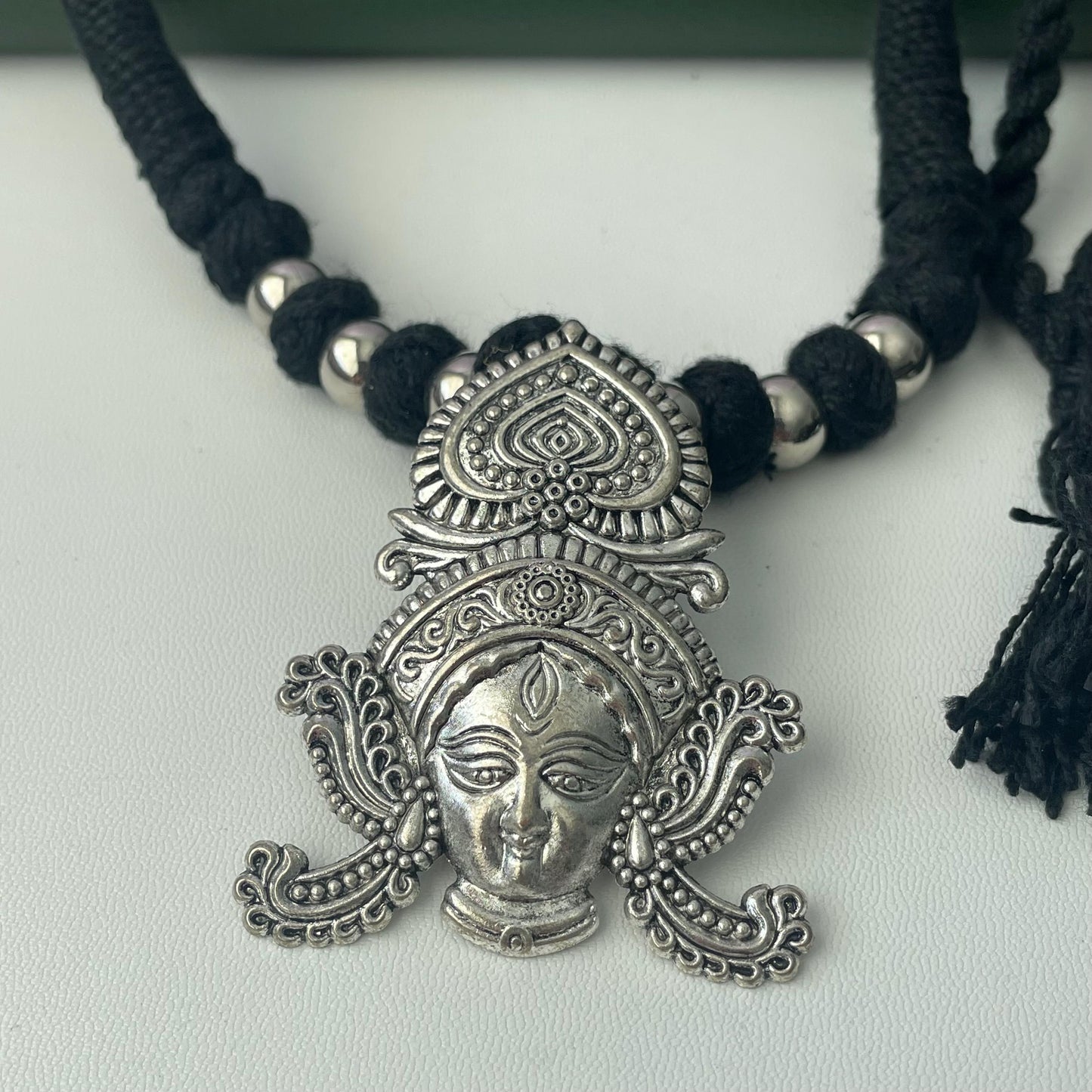 Oxidized Thread Necklace: Indian Bollywood Jewelry, Adjustable Length