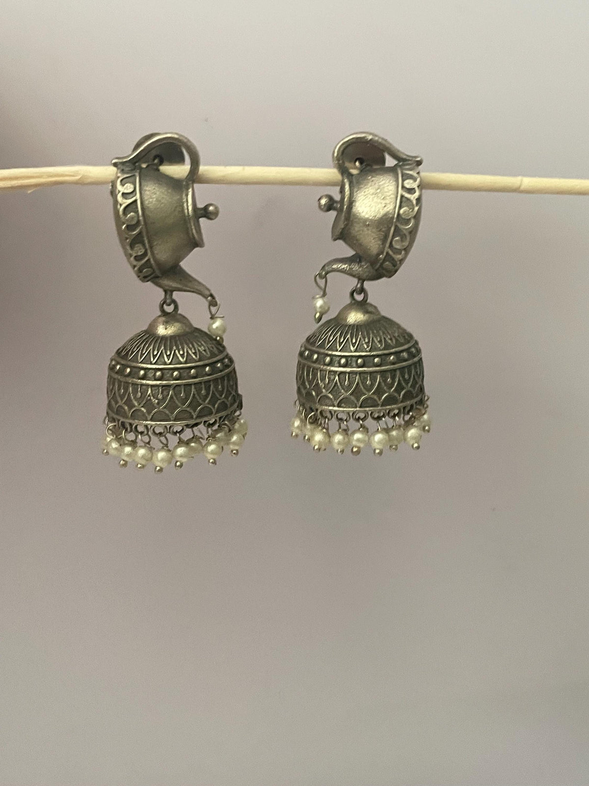Oxidised tea kettle earrings