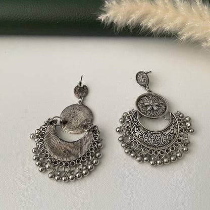 Oxidised double layered lightweight Chandbali