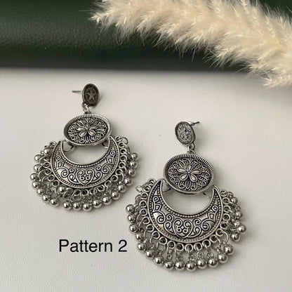 Oxidised double layered lightweight Chandbali