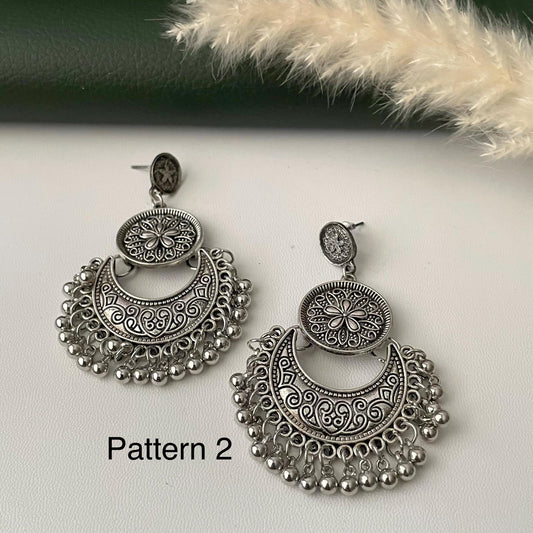 Oxidised double layered lightweight Chandbali