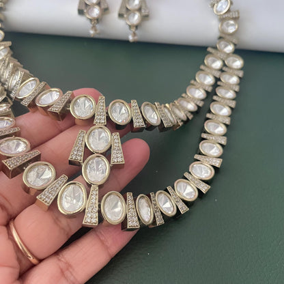 Gold Plated Kundan long layered Necklace Set: Indian Trendy Jewelry
