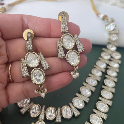 Gold Plated Kundan long layered Necklace Set: Indian Trendy Jewelry