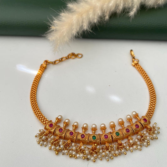 Gold plated adjustable temple bajuband armlet upper arm jewelry