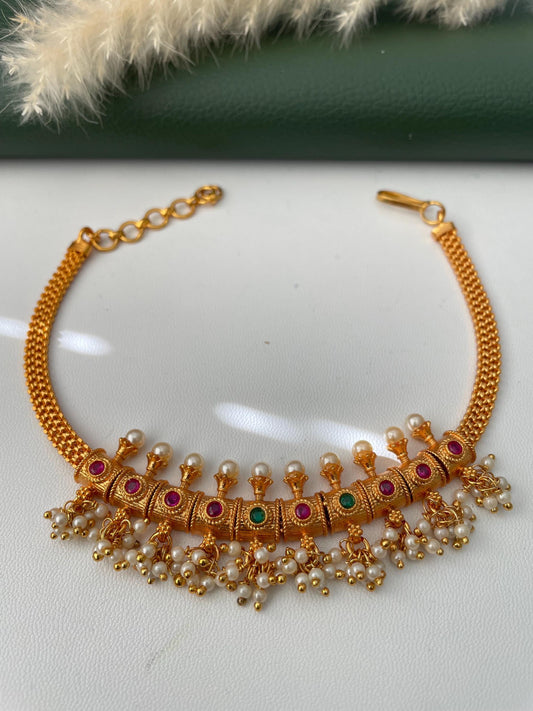 Gold plated adjustable temple bajuband armlet upper arm jewelry