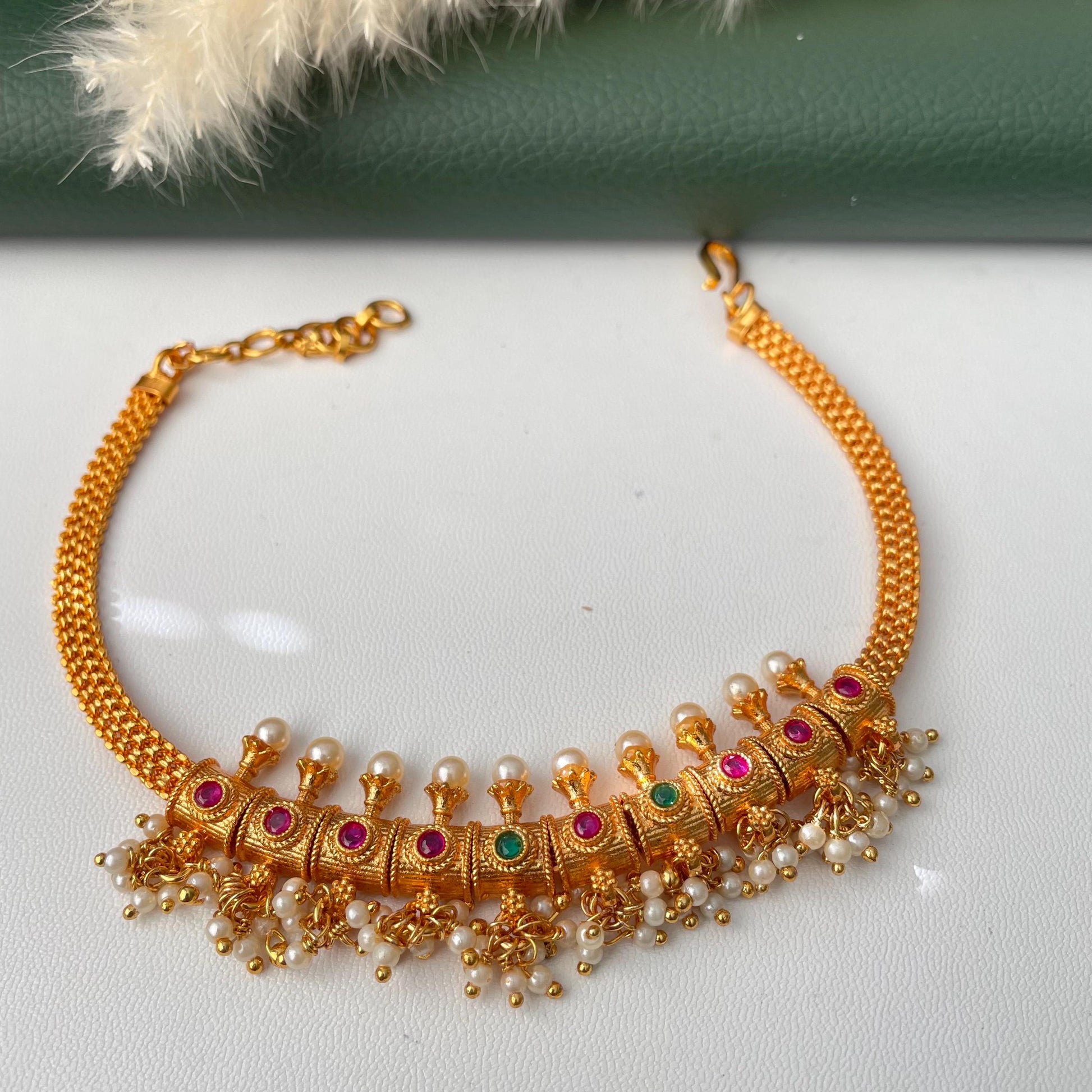 Gold plated adjustable temple bajuband armlet upper arm jewelry