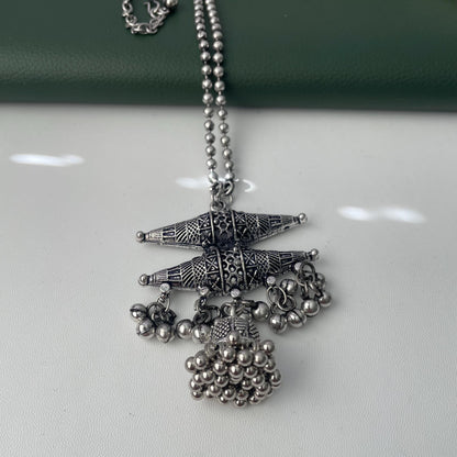 Oxidized Ghungaroo Pendent Necklace set with Earrings