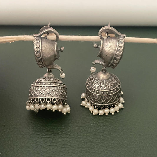 Oxidised tea kettle earrings