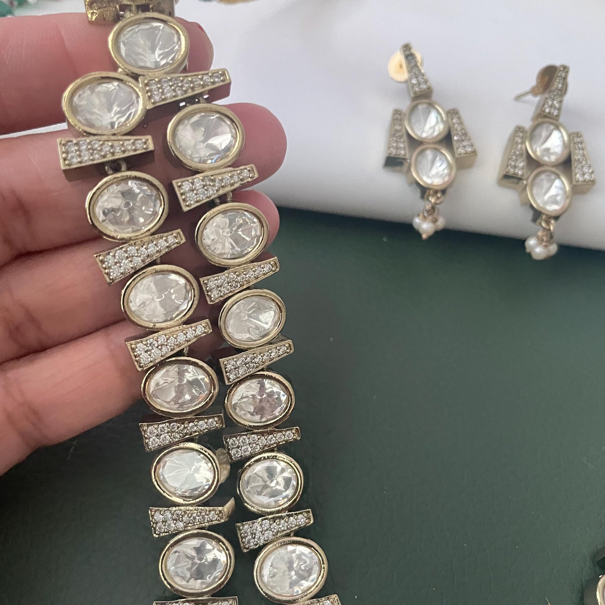 Gold Plated Kundan long layered Necklace Set: Indian Trendy Jewelry