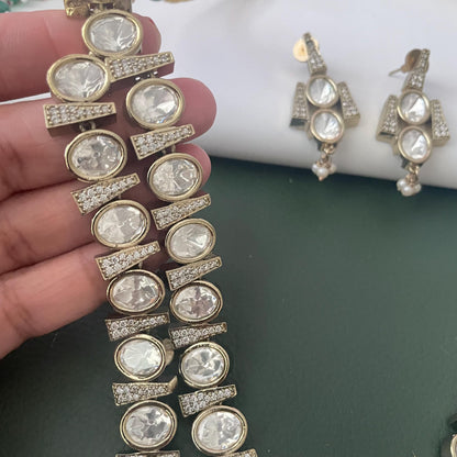 Gold Plated Kundan long layered Necklace Set: Indian Trendy Jewelry