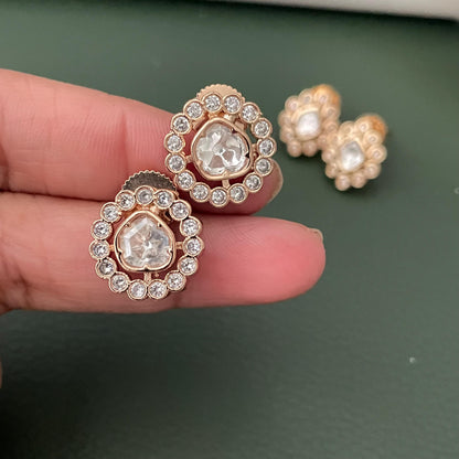 Kundan and cubic zirconia studs
