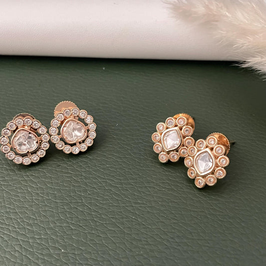 Kundan and cubic zirconia studs