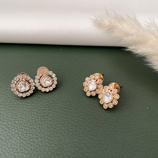 Kundan and cubic zirconia studs