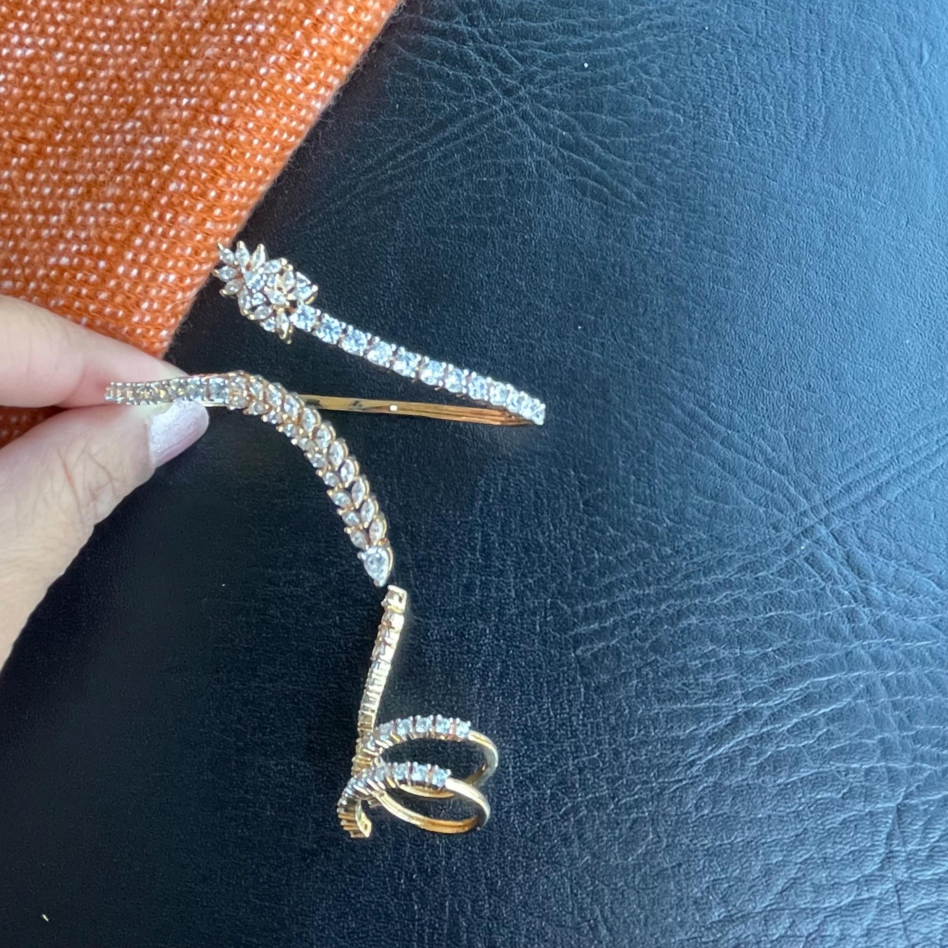 Cubic zirconia Palm bracelet in rhodium or gold plating with matching ring
