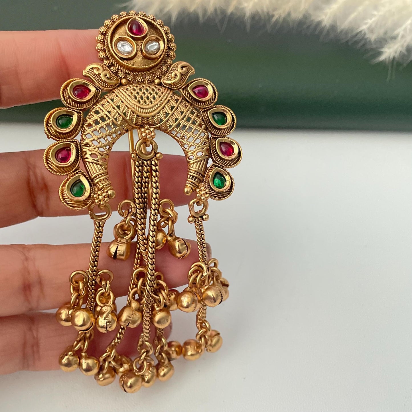 Antique Gold Plated Bridal Hair accessory: Temple style hair pin