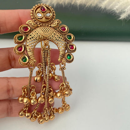 Antique Gold Plated Bridal Hair accessory: Temple style hair pin