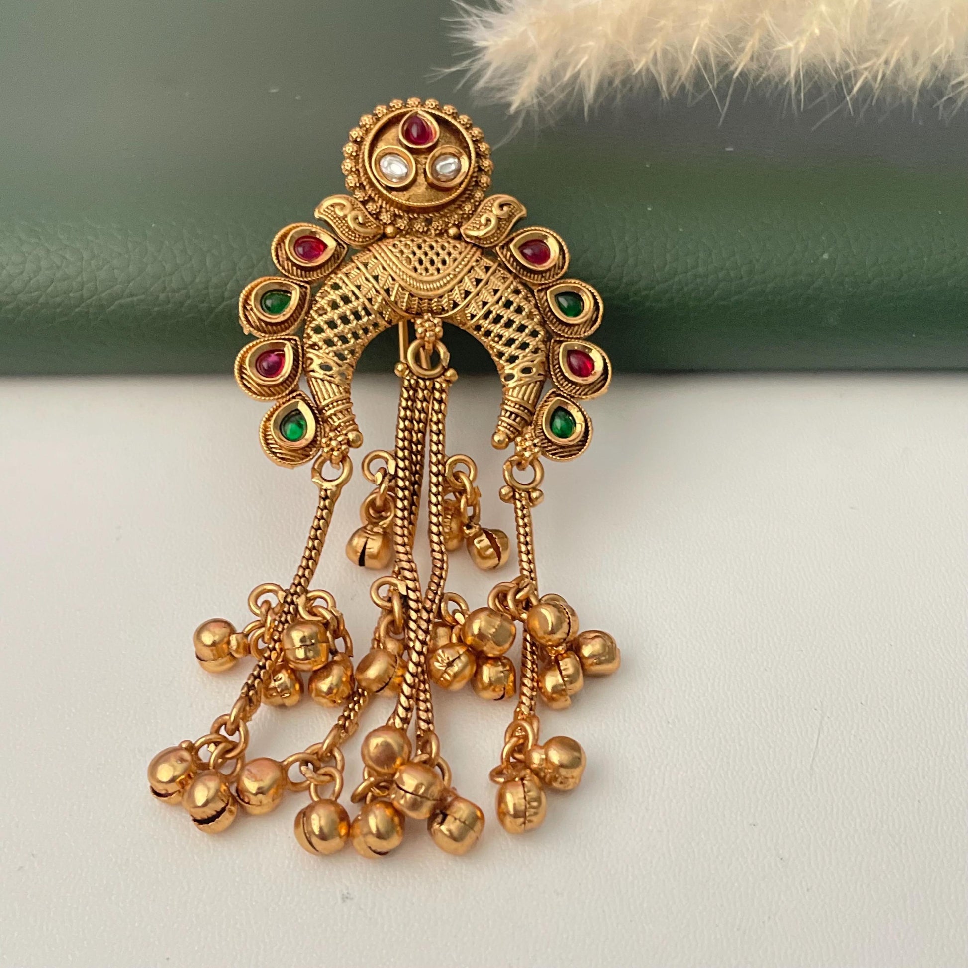 Antique Gold Plated Bridal Hair accessory: Temple style hair pin