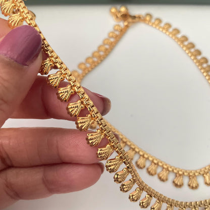 Gold Plated Anklets: Delicate Bridal Foot Jewelry comes as a pair