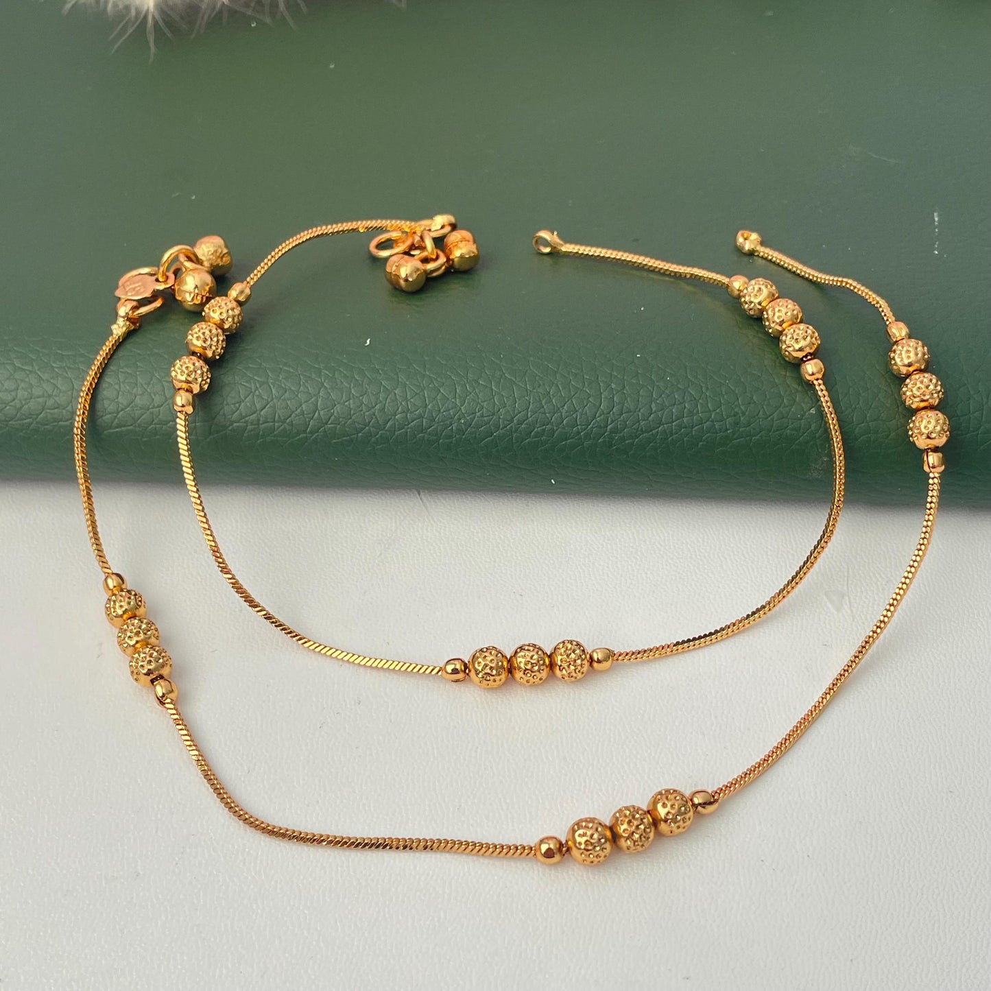 Gold Plated Anklets: Delicate Bridal Foot Jewelry comes as a pair