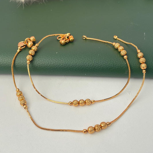 Gold Plated Anklets: Delicate Bridal Foot Jewelry comes as a pair