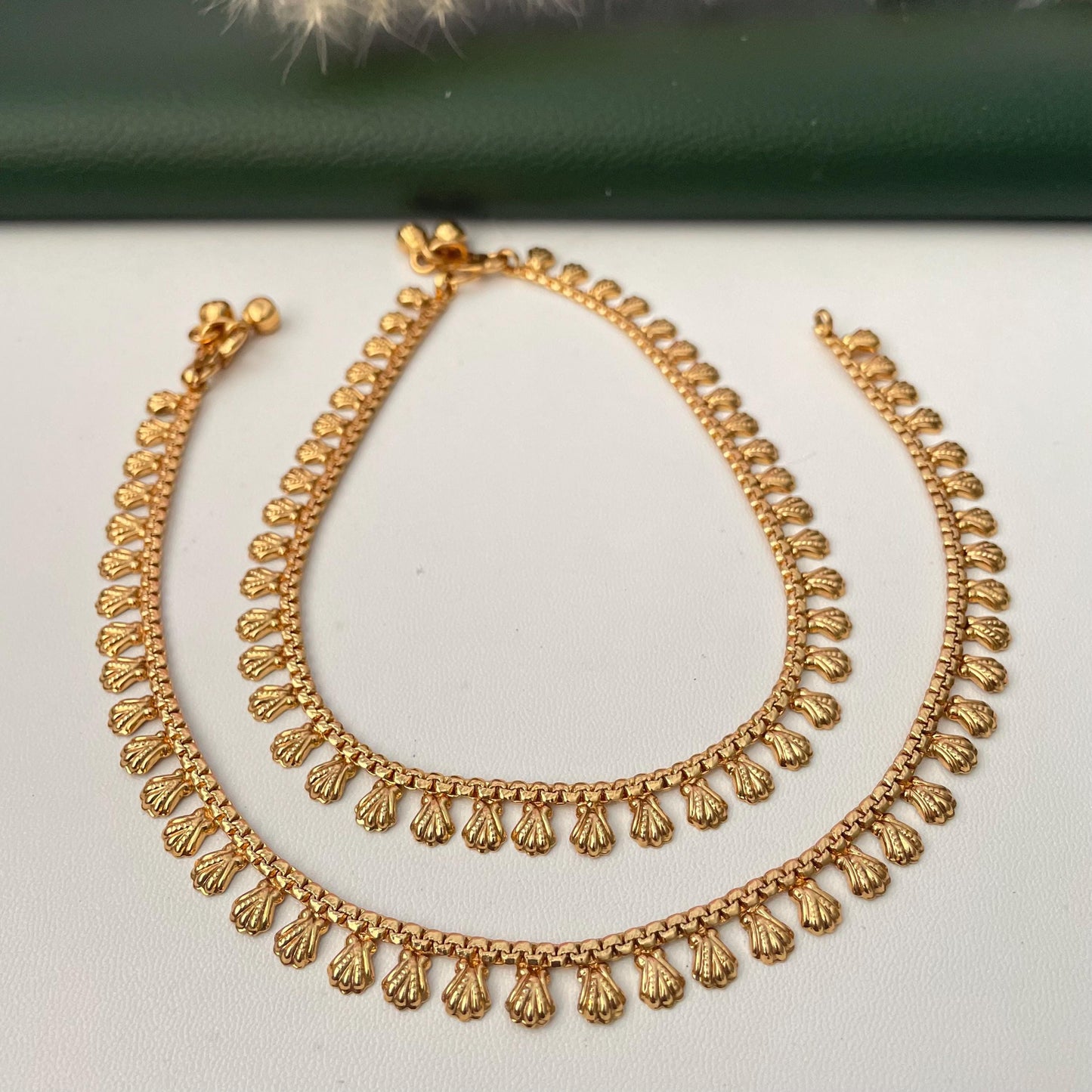 Gold Plated Anklets: Delicate Bridal Foot Jewelry comes as a pair