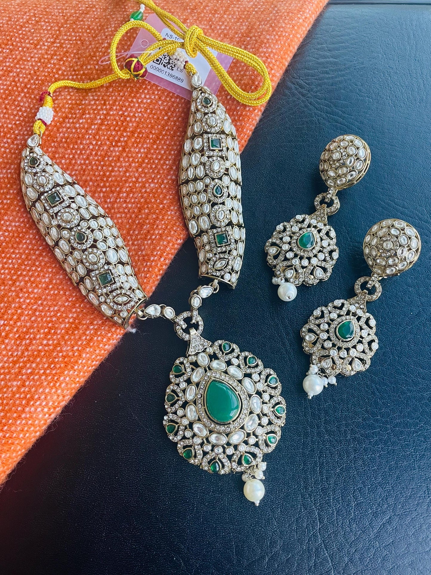 Cubic zirconia ruby or Green Party wear necklace set