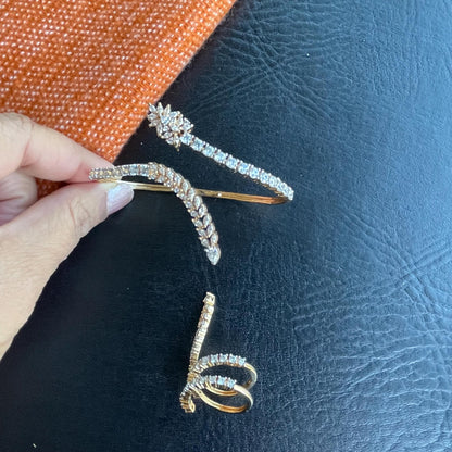 Cubic zirconia Palm bracelet in rhodium or gold plating with matching ring