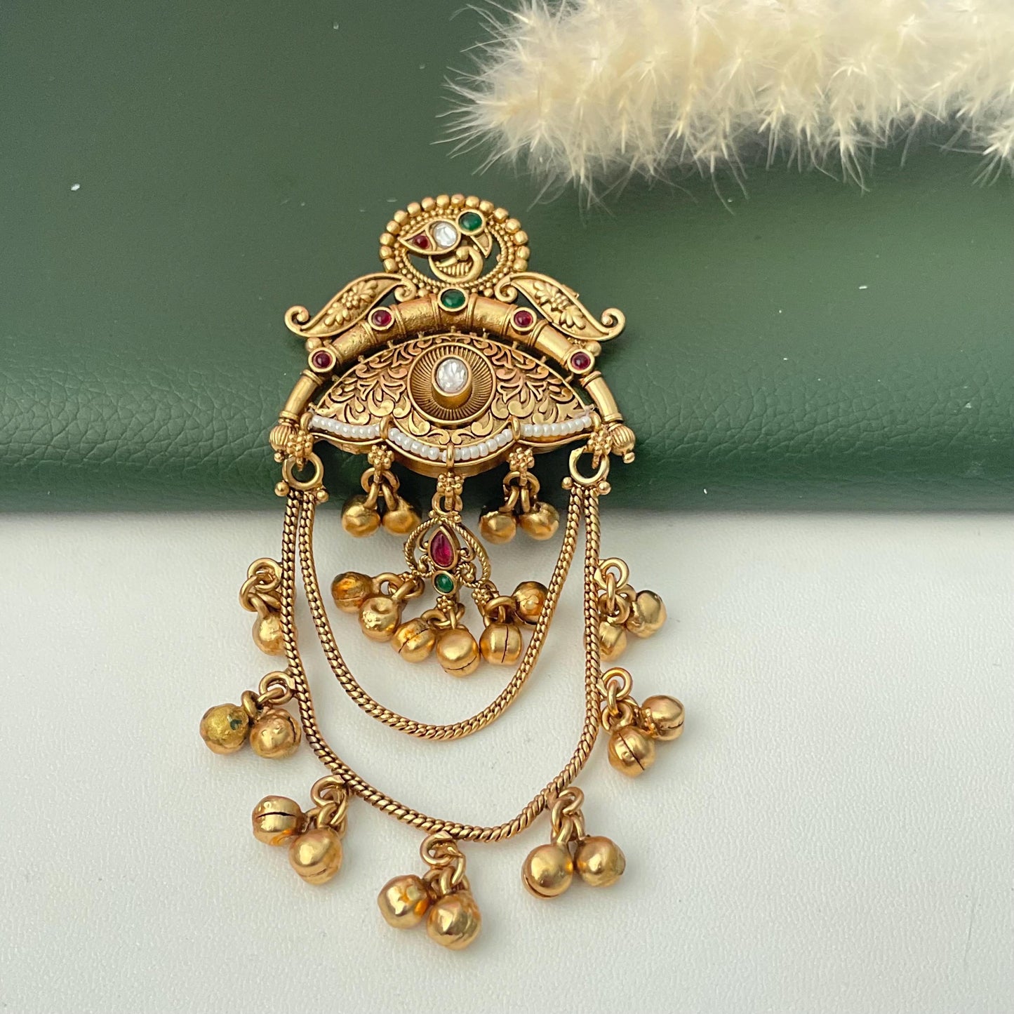 Antique Gold Plated Bridal Hair accessory: Temple style hair pin