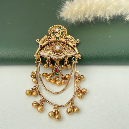 Antique Gold Plated Bridal Hair accessory: Temple style hair pin