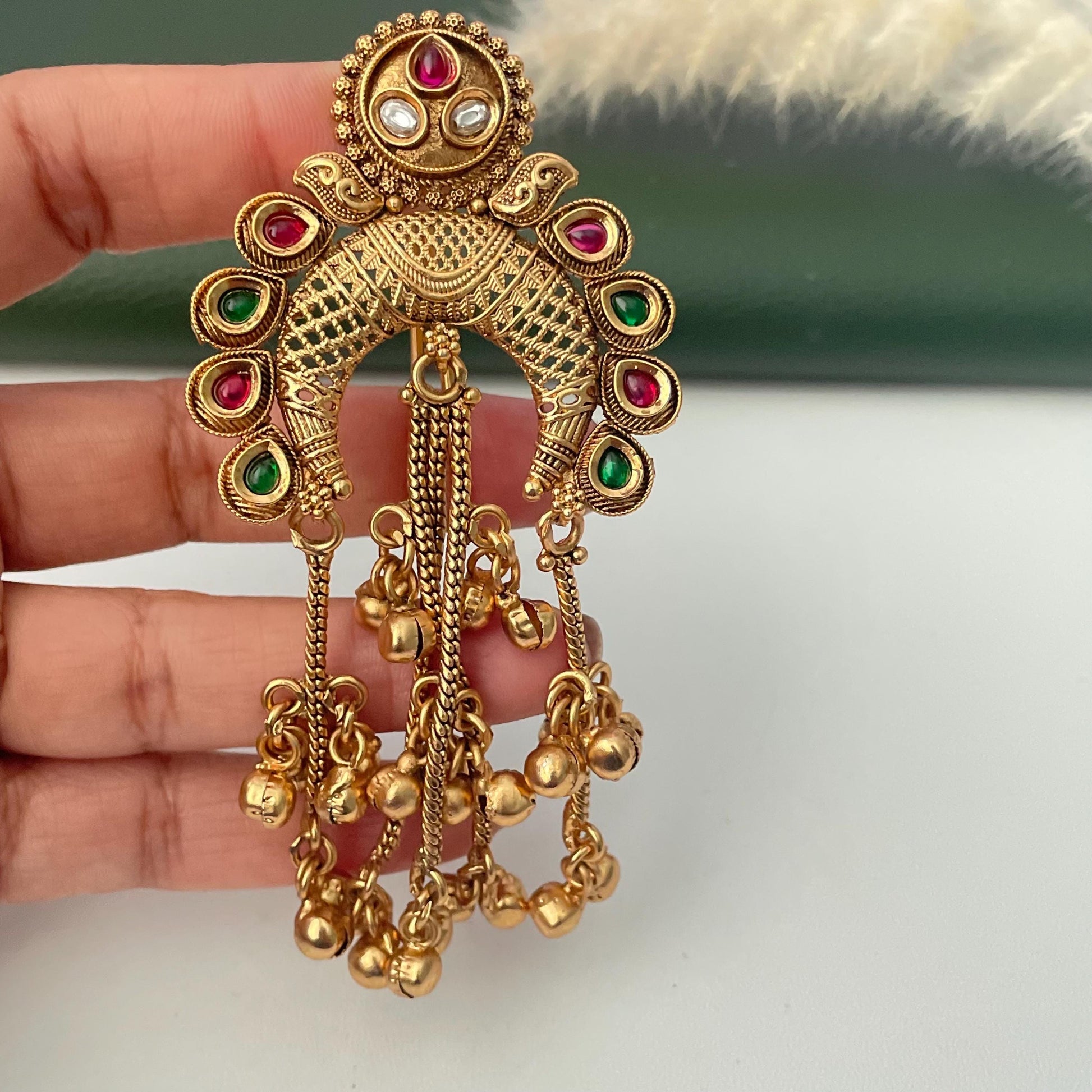 Antique Gold Plated Bridal Hair accessory: Temple style hair pin