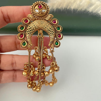 Antique Gold Plated Bridal Hair accessory: Temple style hair pin